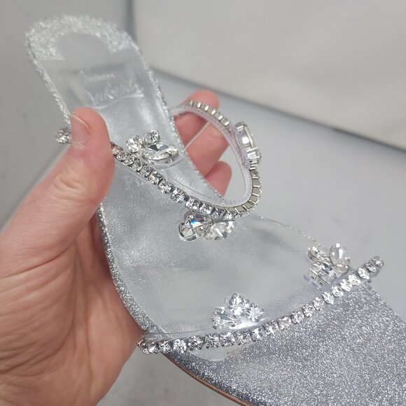 Christian Louboutin Silver Just Queen Crystal Bridal Wedding Heel Sandal - Picture 9 of 14